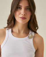 Womens T-Shirt Tank Fitted Cotton–Elastane Ribbed Removable Pin - Mothers - White 63_701H033_BLA110601_5