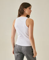 Womens T-Shirt Tank Fitted Cotton–Elastane Ribbed Removable Pin - Mothers - White 63_701H033_BLA110601_6