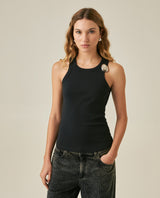 Womens T-Shirt Tank Fitted Cotton–Elastane Ribbed Removable Pin - Mothers - Black 63_701H033_NEG194004_0
