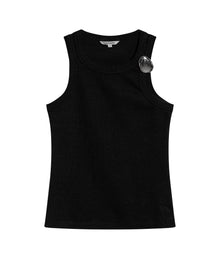 Womens T-Shirt Tank Fitted Cotton–Elastane Ribbed Removable Pin - Mothers - Black 63_701H033_NEG194004_3