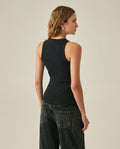 Womens T-Shirt Tank Fitted Cotton–Elastane Ribbed Removable Pin - Mothers - Black 63_701H033_NEG194004_6
