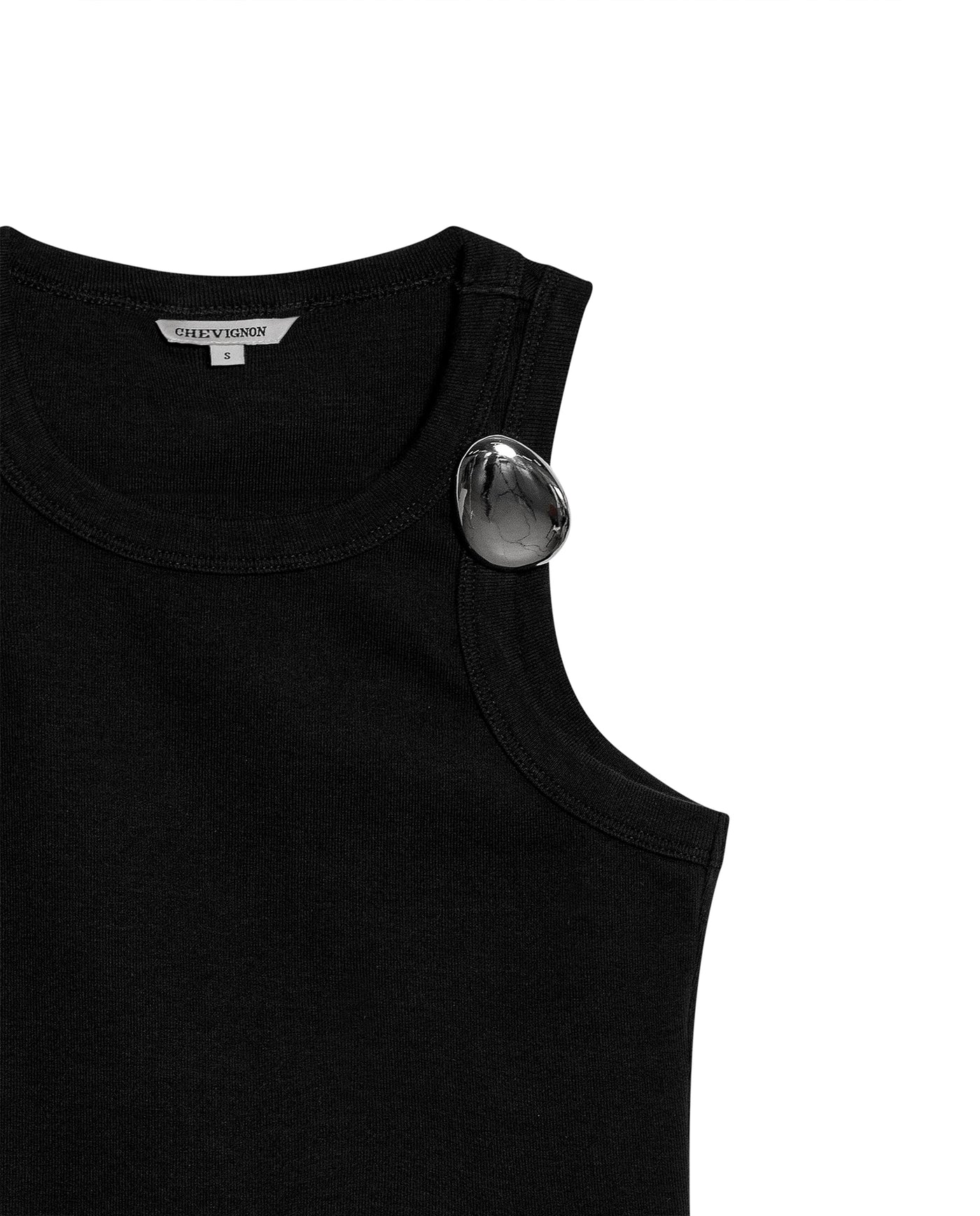 Womens T-Shirt Tank Fitted Cotton–Elastane Ribbed Removable Pin - Mothers - Black 63_701H033_NEG194004_8