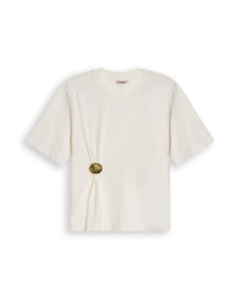 Womens T-Shirt Semi-Fitted Cotton Front Pleats Removable Metal Pin - Mothers - Raw 63_701H034_CRU110606_3