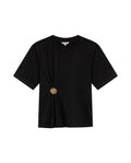 Womens T-Shirt Semi-Fitted Cotton Front Pleats Removable Metal Pin - Mothers - Black 63_701H034_NEG194004_3