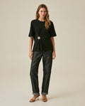 Womens T-Shirt Semi-Fitted Cotton Front Pleats Removable Metal Pin - Mothers - Black 63_701H034_NEG194004_4