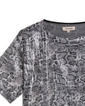 Womens T-Shirt Oversized Crewneck Polyester Blend Animal Print Sequins Mesh Lining - Black 63_701H036_NEG194004_8