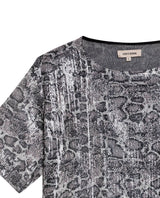 Womens T-Shirt Oversized Crewneck Polyester Blend Animal Print Sequins Mesh Lining - Black 63_701H036_NEG194004_8