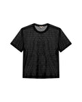 Womens T-Shirt Straight Silhouette Crewneck Polyester Blend Mesh Dotted Texture Sheer - Black 63_701H037_NEG194004_3