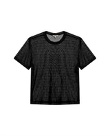 Womens T-Shirt Straight Silhouette Crewneck Polyester Blend Mesh Dotted Texture Sheer - Black 63_701H037_NEG194004_3