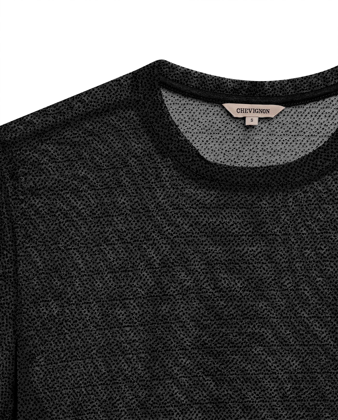 Womens T-Shirt Straight Silhouette Crewneck Polyester Blend Mesh Dotted Texture Sheer - Black 63_701H037_NEG194004_8