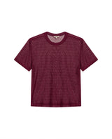 Womens T-Shirt Straight Silhouette Crewneck Polyester Blend Mesh Dotted Texture Sheer - Red 63_701H037_ROJ191522_3