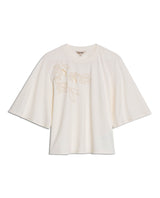 Womens T-Shirt Oversized Cotton Diagonal Floral Embroidery - Raw 63_701H038_CRU110606_3