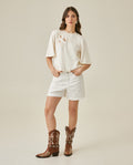 Womens T-Shirt Oversized Cotton Diagonal Floral Embroidery - Raw 63_701H038_CRU110606_4