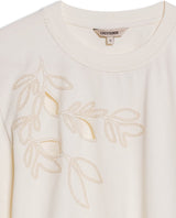 Womens T-Shirt Oversized Cotton Diagonal Floral Embroidery - Raw 63_701H038_CRU110606_8
