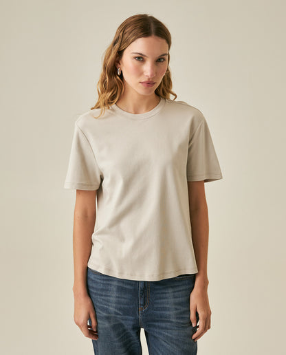 Womens T-Shirt Essential Oversized Cotton Cool Touch Basic - Beige 63_701H051_BEI140002_0