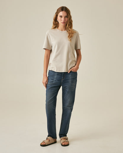 Womens T-Shirt Essential Oversized Cotton Cool Touch Basic - Beige 63_701H051_BEI140002_4