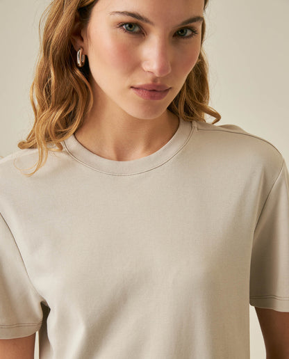 Womens T-Shirt Essential Oversized Cotton Cool Touch Basic - Beige 63_701H051_BEI140002_5