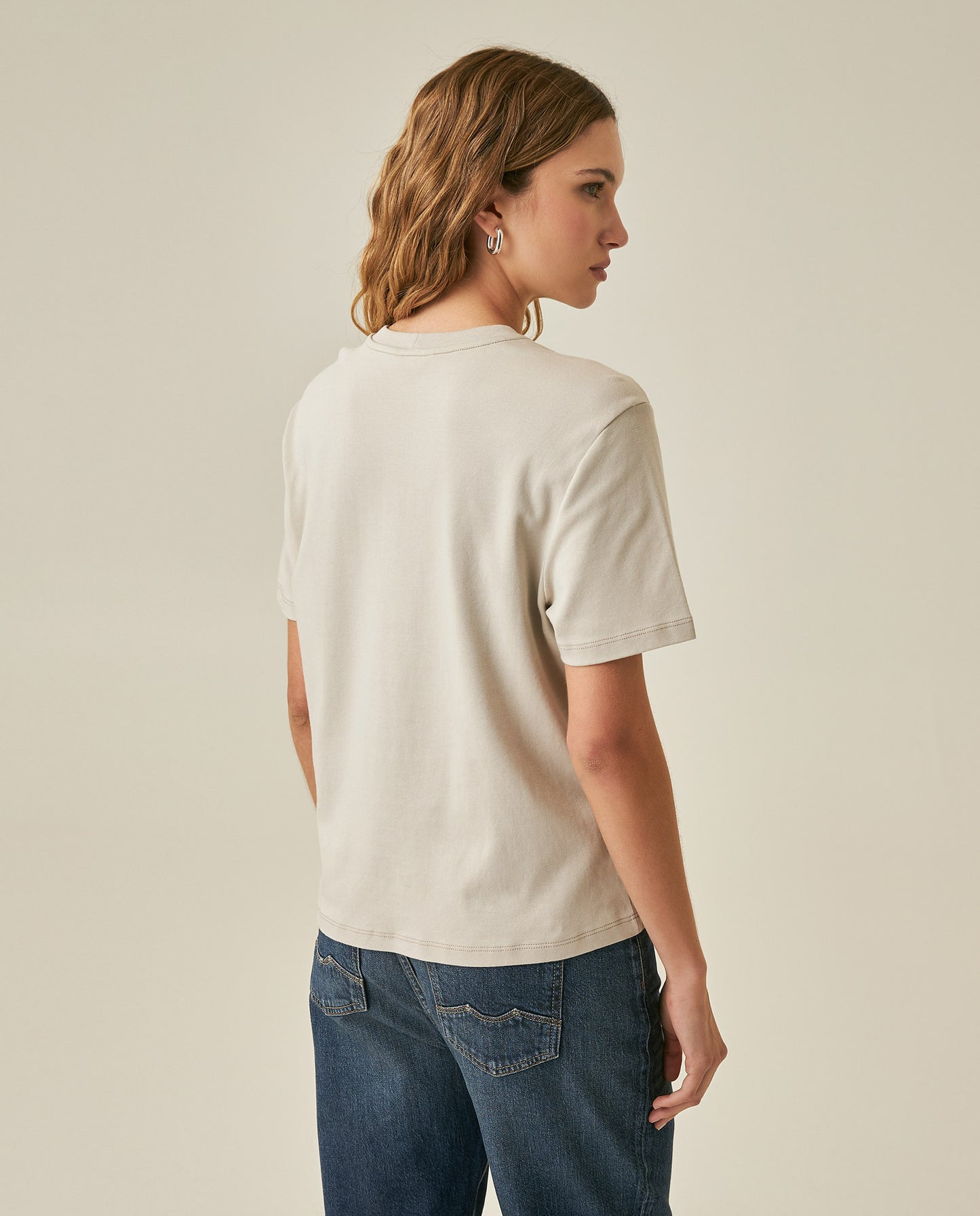 Womens T-Shirt Essential Oversized Cotton Cool Touch Basic - Beige 63_701H051_BEI140002_6