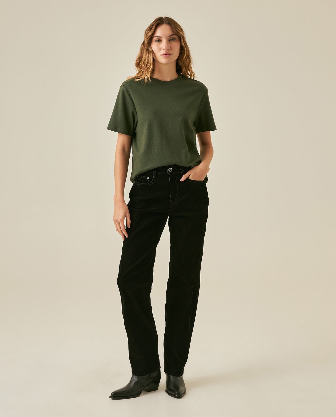 Womens T-Shirt Essential Oversized Cotton Cool Touch Basic - Green 63_701H051_VER190414_4