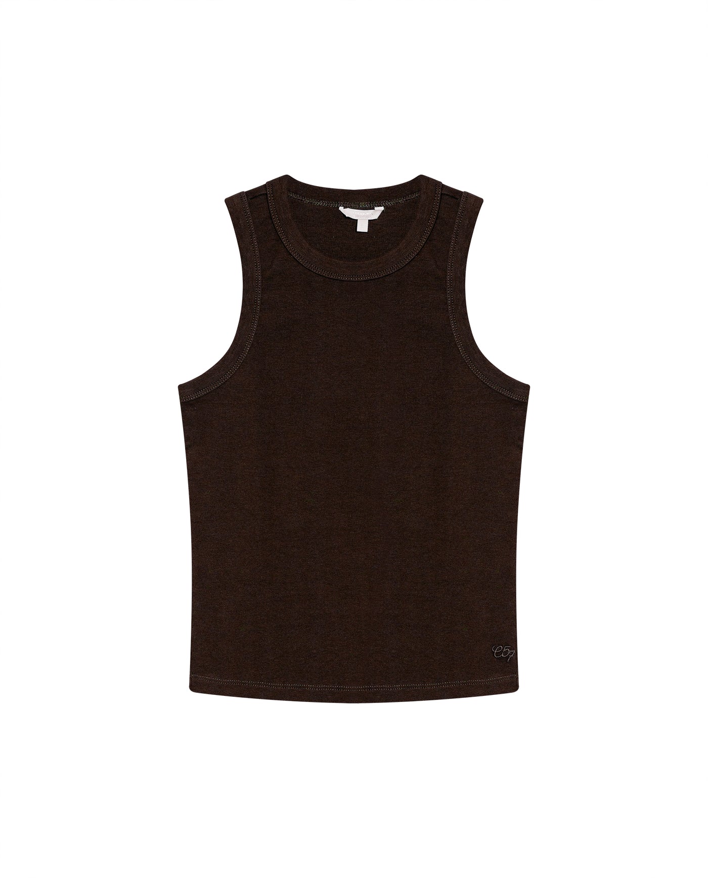 Womens T-Shirt Essential Tank Fitted Cotton–Elastane Ribbed - Brown 63_701H052_CAF191016_3