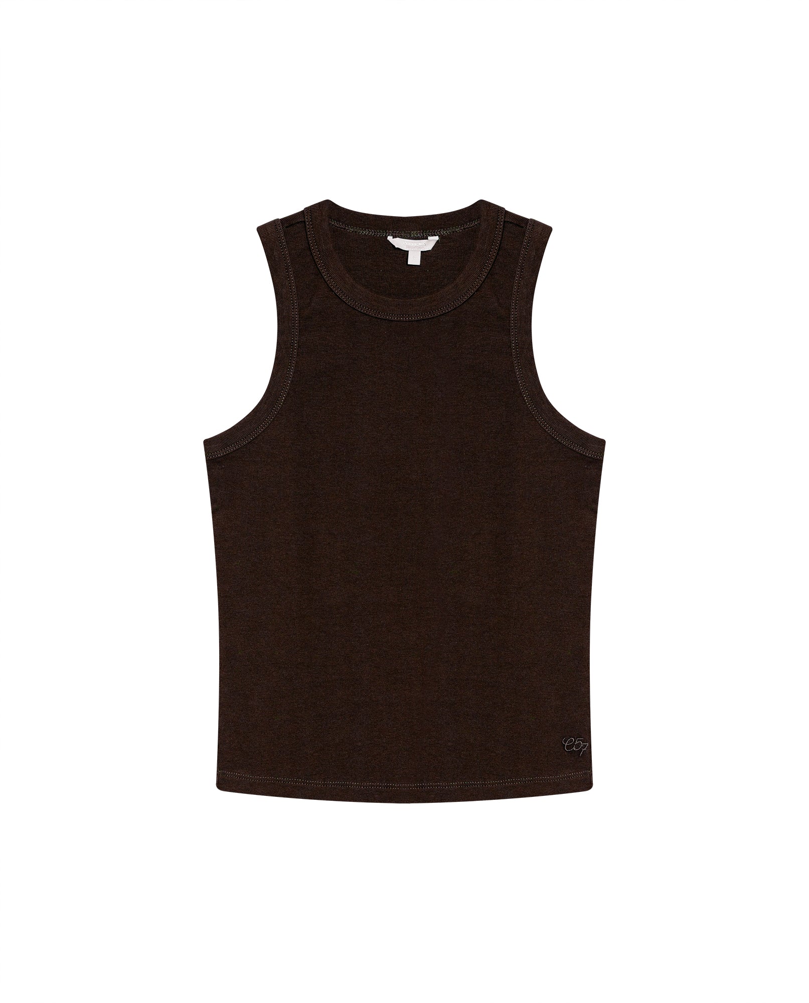 Womens T-Shirt Essential Tank Fitted Cotton–Elastane Ribbed - Brown 63_701H052_CAF191016_3
