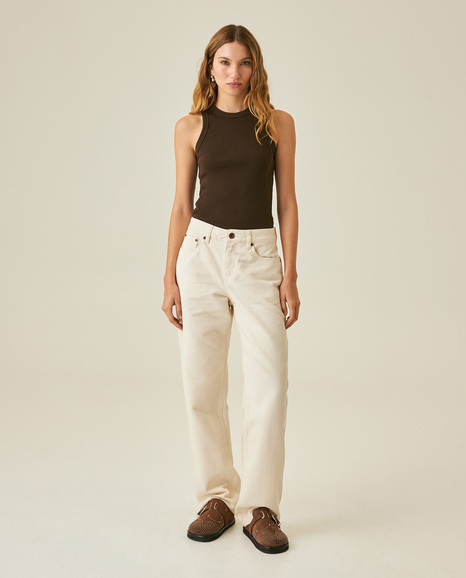 Womens T-Shirt Essential Tank Fitted Cotton–Elastane Ribbed - Brown 63_701H052_CAF191016_4