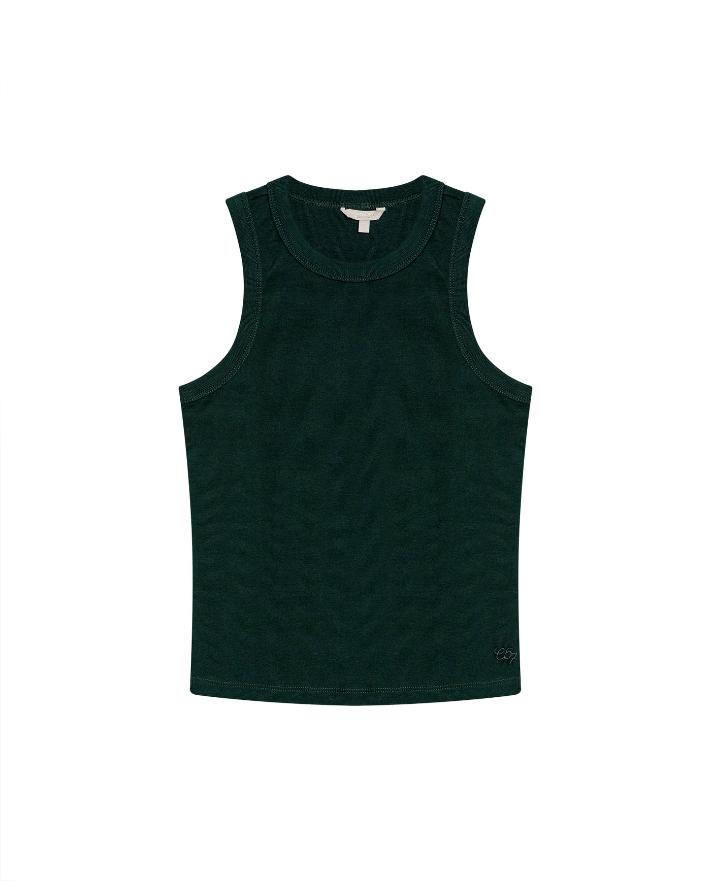 Womens T-Shirt Essential Tank Fitted Cotton–Elastane Ribbed - Dark Green 63_701H052_VER195406_3