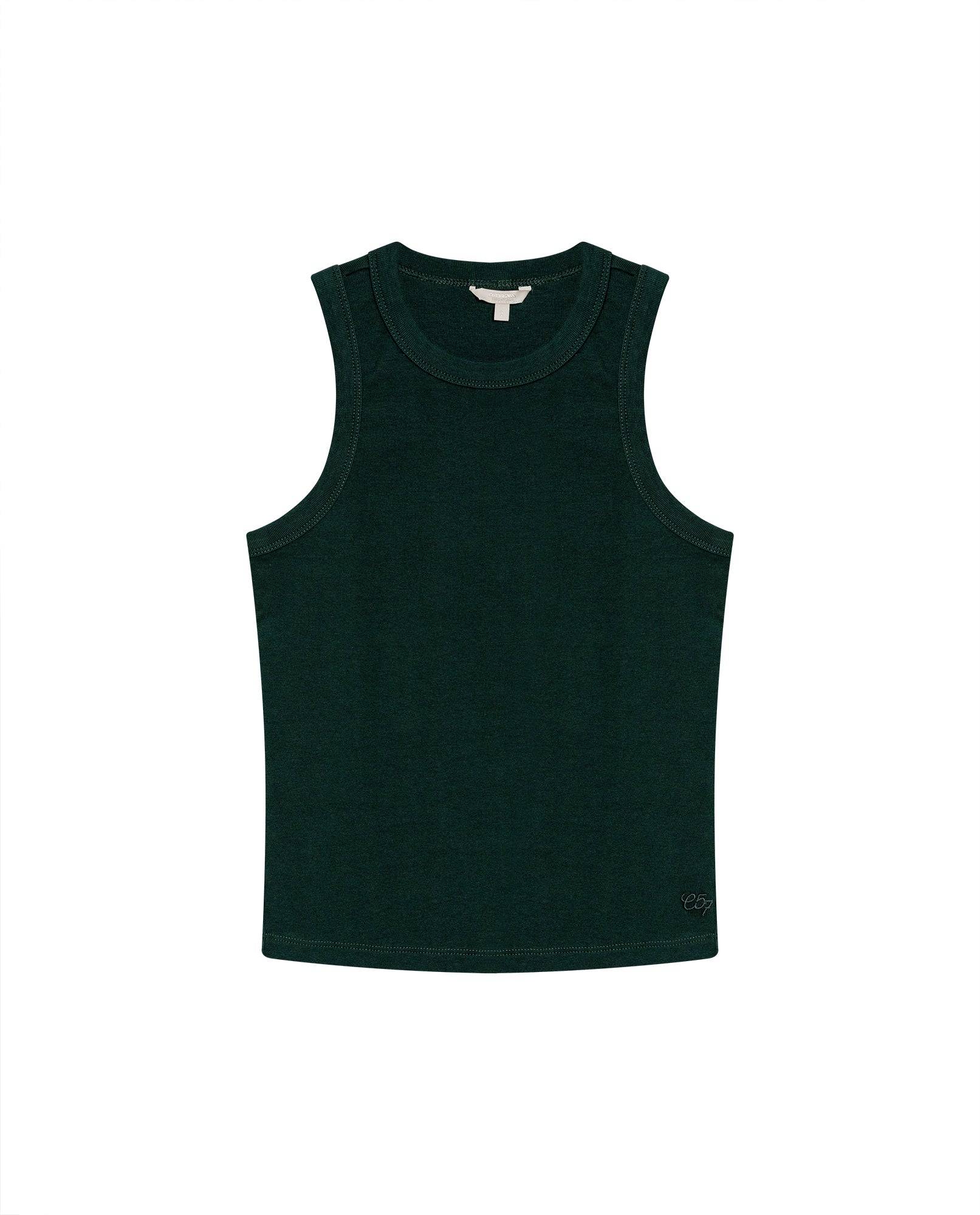 Womens T-Shirt Essential Tank Fitted Cotton–Elastane Ribbed - Dark Green 63_701H052_VER195406_3