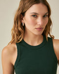Womens T-Shirt Essential Tank Fitted Cotton–Elastane Ribbed - Dark Green 63_701H052_VER195406_5