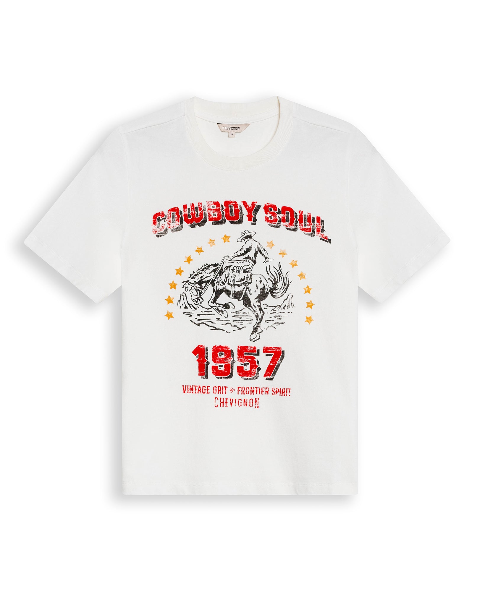 Womens T-Shirt Rodeo Graphic Slim Fit Cotton Heavier Cowboy Flock Rhinestones - Raw 63_701H701_CRU110606_3