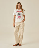 Womens T-Shirt Rodeo Graphic Slim Fit Cotton Heavier Cowboy Flock Rhinestones - Raw 63_701H701_CRU110606_4
