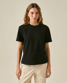 Womens T-Shirt Rodeo Graphic Oversized Cotton Heavier Print Rhinestones - Black 63_701H704_NEG194004_0