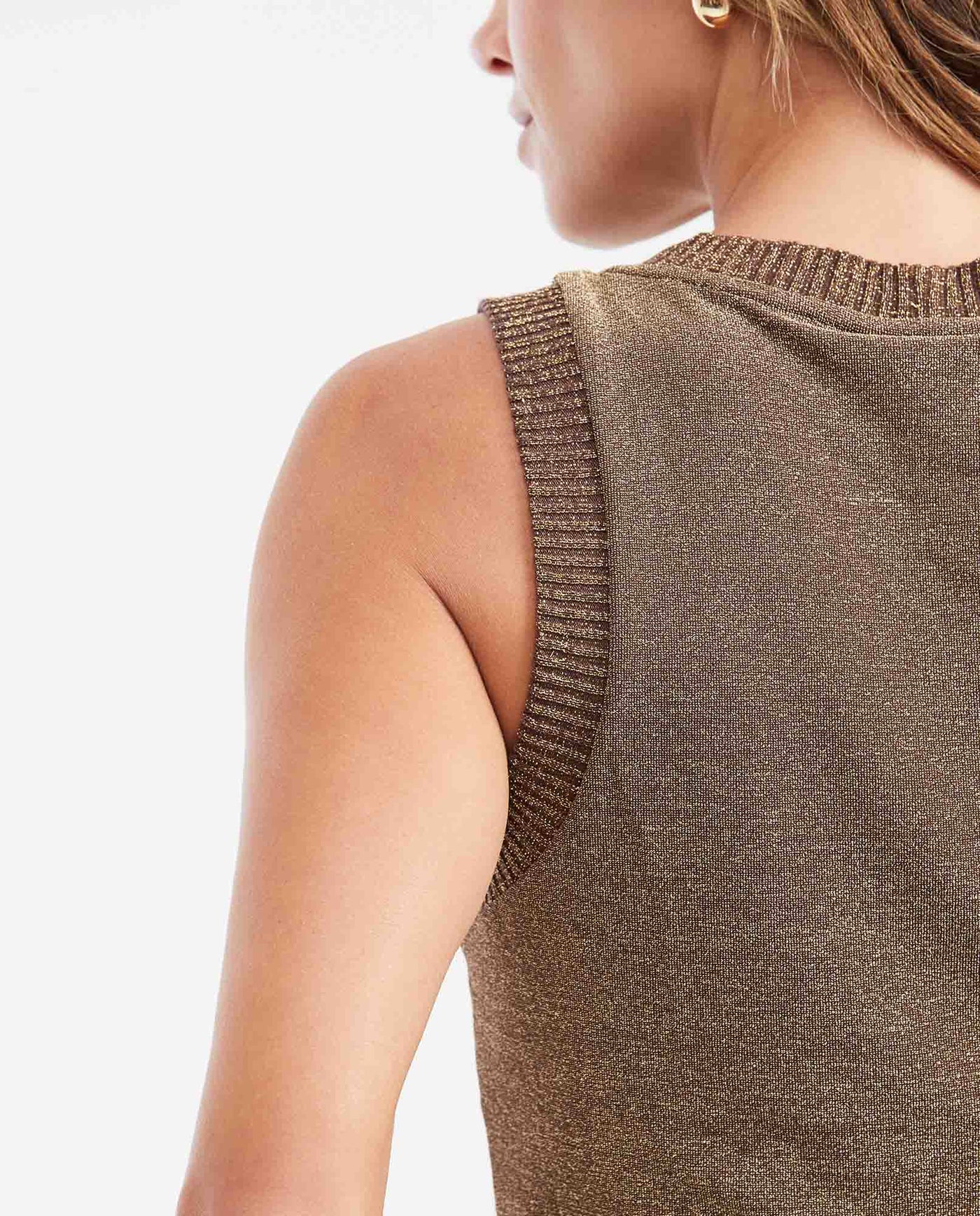 Women's Fitted Tank Top with Deep Round Neckline in Nylon-Modal-Elastane Rib - 5