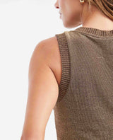 Women's Fitted Tank Top with Deep Round Neckline in Nylon-Modal-Elastane Rib - 5