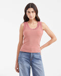 Women's Fitted Tank Top with Deep Round Neckline in Nylon-Modal-Elastane Rib - 1