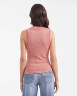 Women's Fitted Tank Top with Deep Round Neckline in Nylon-Modal-Elastane Rib - 4