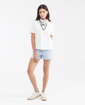 Women's Straight Fit T-Shirt with Exclusive Printed Bandana Accessory in Cotton - 3