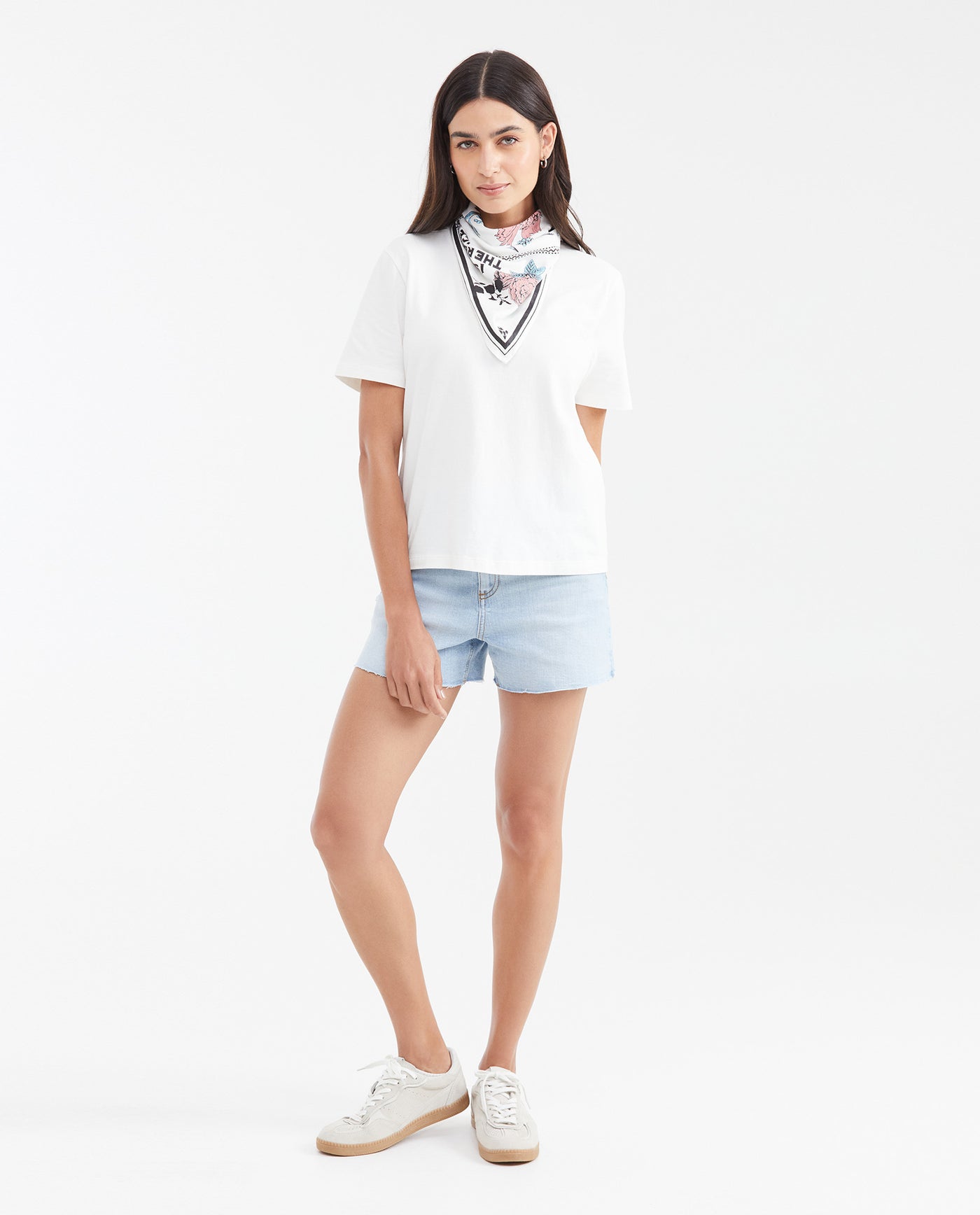 Women's Straight Fit T-Shirt with Exclusive Printed Bandana Accessory in Cotton - 3
