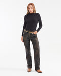 Women's Fitted Turtleneck Long Sleeve Top with Lurex Detail in Cotton-Lurex-Elastane - 2