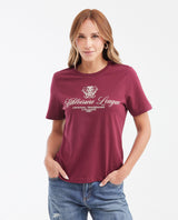 Women's Semi-Fitted Graphic T-Shirt Ribbed Round Neckline with Flock Print in Cotton - 1