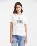Women's Semi-Fitted Typography T-Shirt with Transparent Caviar Detail in Cotton - 1