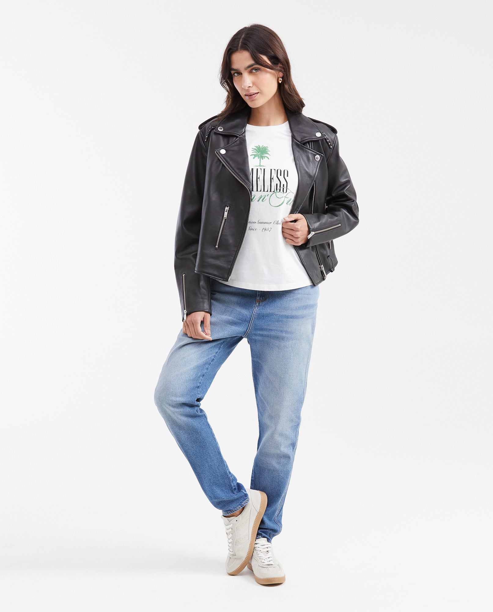 Women's Semi-Fitted Typography T-Shirt with Transparent Caviar Detail in Cotton - 2