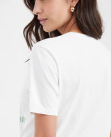 Women's Semi-Fitted Typography T-Shirt with Transparent Caviar Detail in Cotton - 5