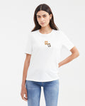 Women's Straight Fit T-Shirt with Embroidered Appliqués in Cotton - 1