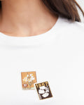 Women's Straight Fit T-Shirt with Embroidered Appliqués in Cotton - 3