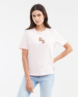 Women's Straight Fit T-Shirt with Embroidered Appliqués in Cotton - 1