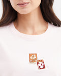 Women's Straight Fit T-Shirt with Embroidered Appliqués in Cotton - 3