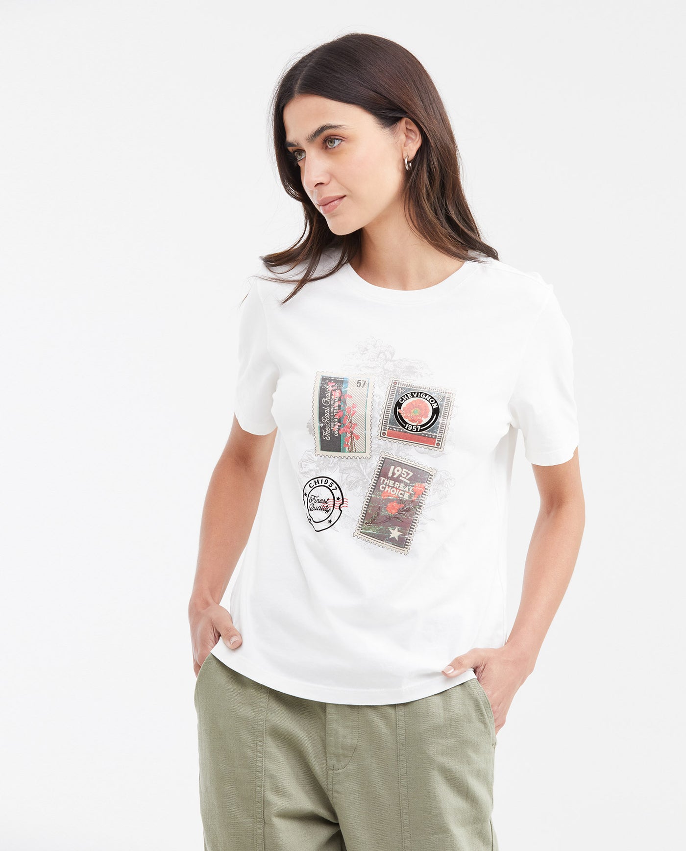 Women's Straight Fit Graphic T-Shirt with Flock Accents in Cotton - 1