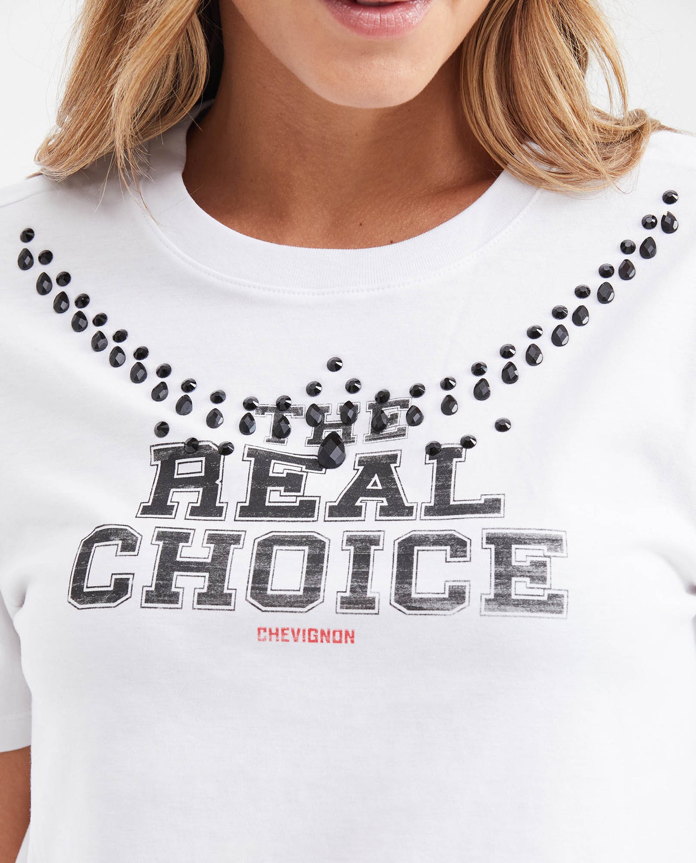 Women's Semi-Fitted Graphic T-Shirt with Heat-Applied Stones in Cotton - 3