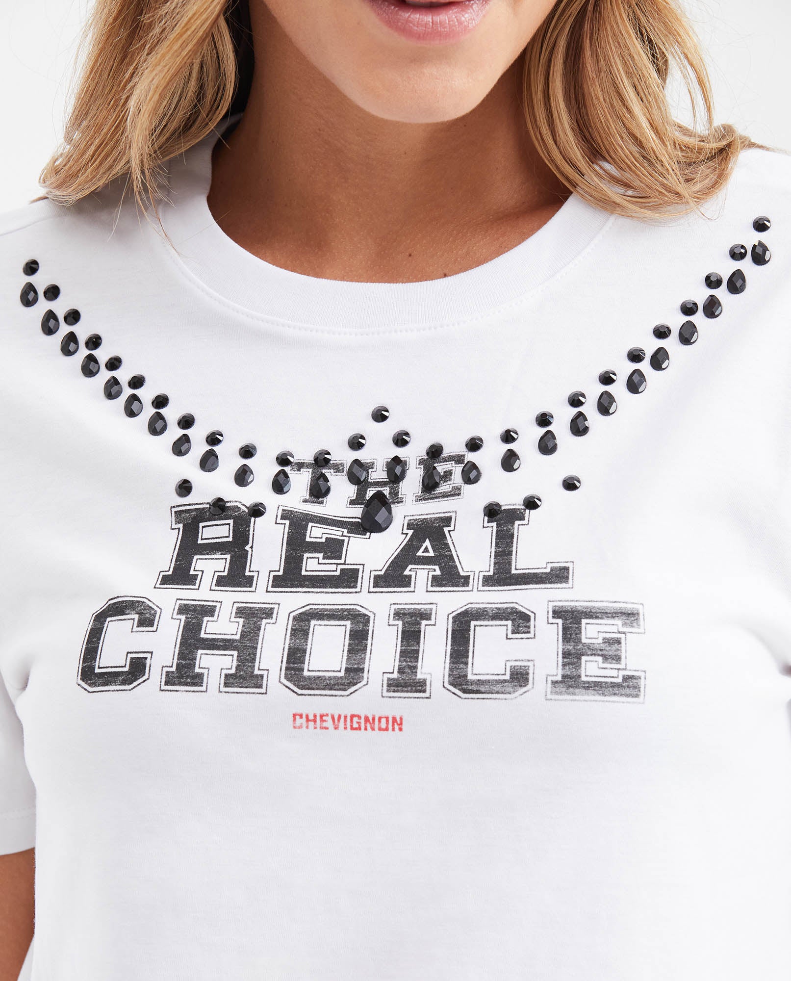 Women's Semi-Fitted Graphic T-Shirt with Heat-Applied Stones in Cotton - 3